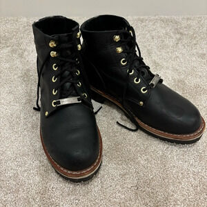 Georgia Boot Black Leather Lace Up Work Boots Harley Davidson